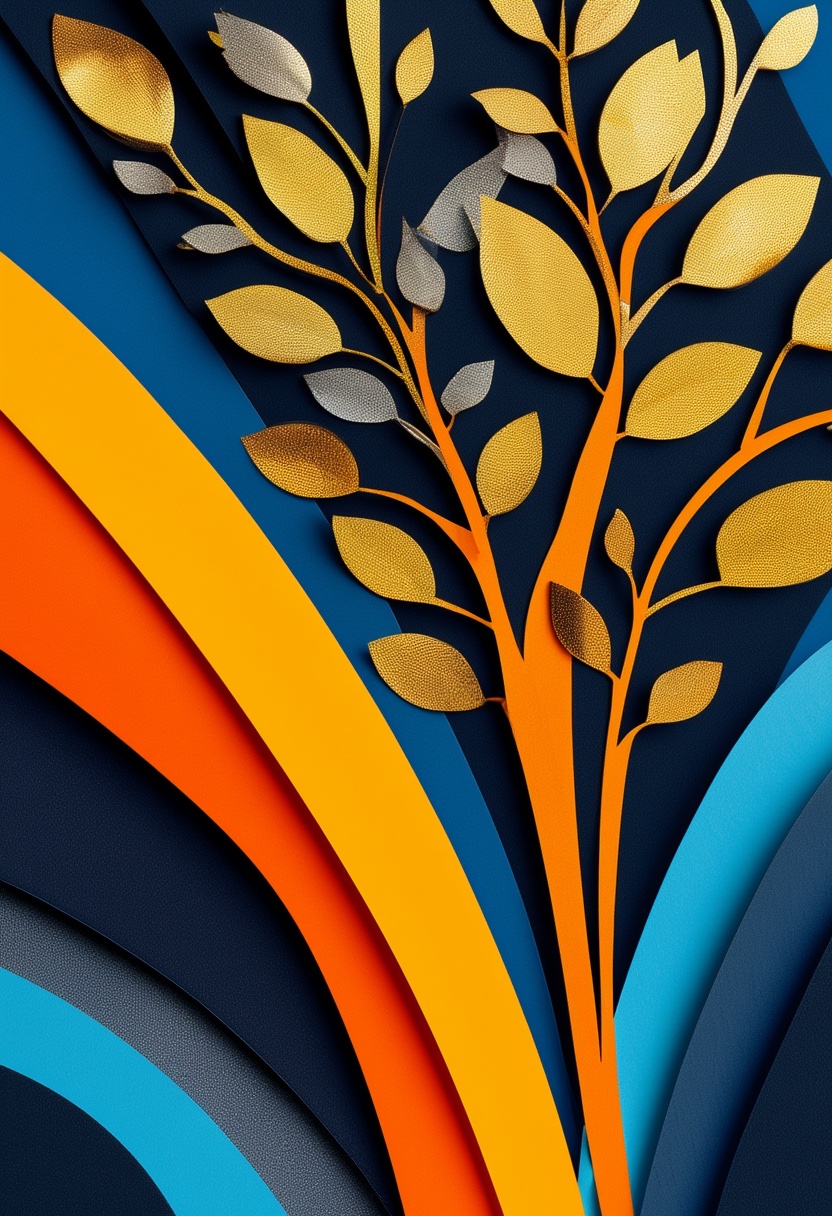 Vibrant Cut-Paper Tree Bloom