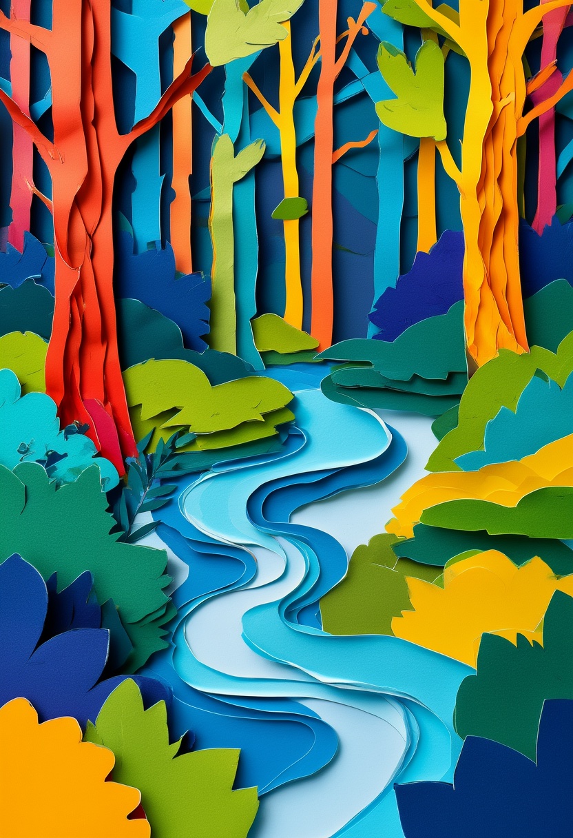 Vibrant Forest Stream Tumbling