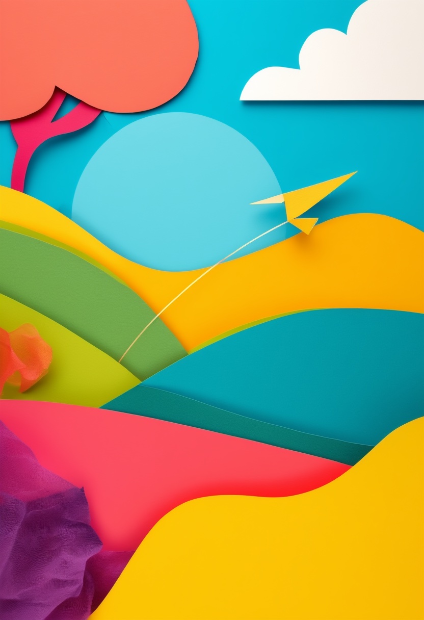 Vibrant Kite Soaring Over Colorful Hills