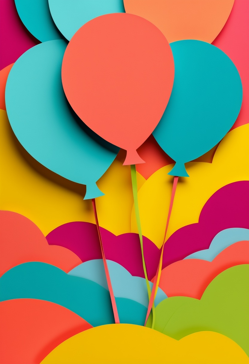 Vibrant Paper Balloons Cluster