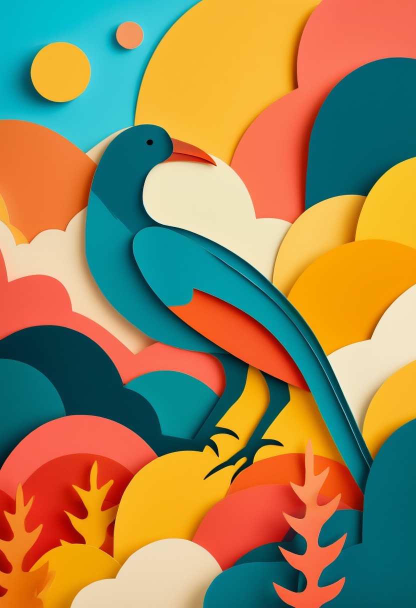 Vibrant Paper Bird Soaring
