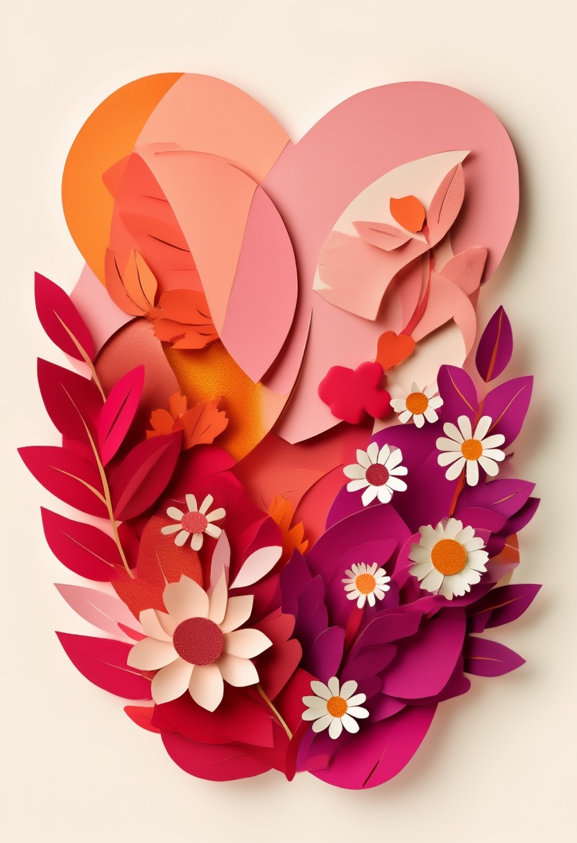 Vibrant Paper Bloom Heart