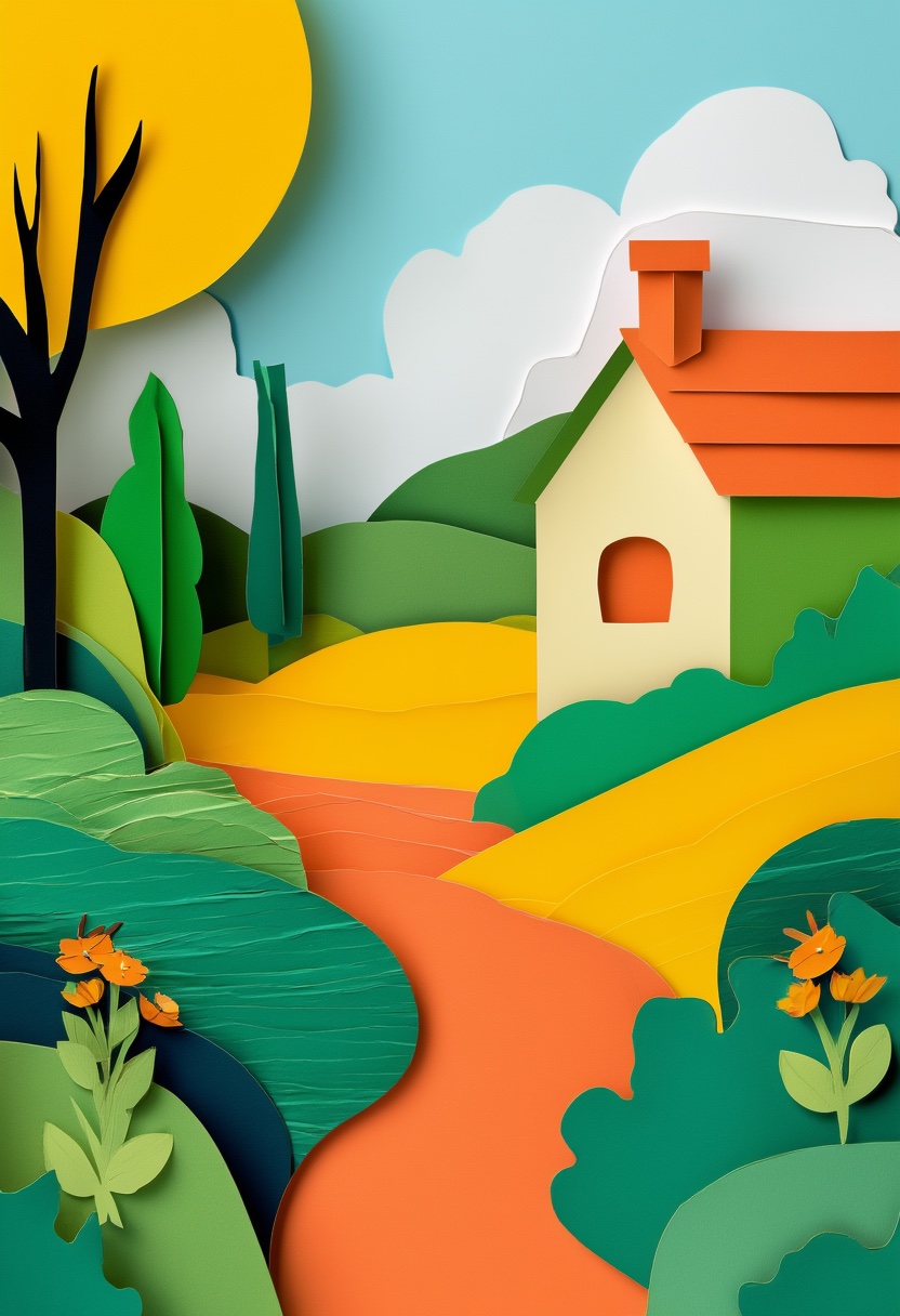 Vibrant Paper Cut Garden Path