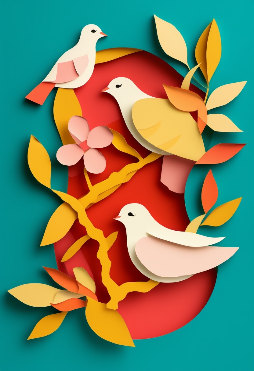 Vibrant Paper Doves Anniversary