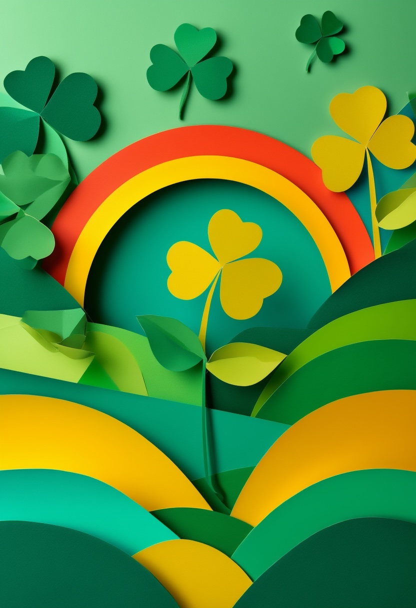 Vibrant Rainbow & Four-Leaf Clovers