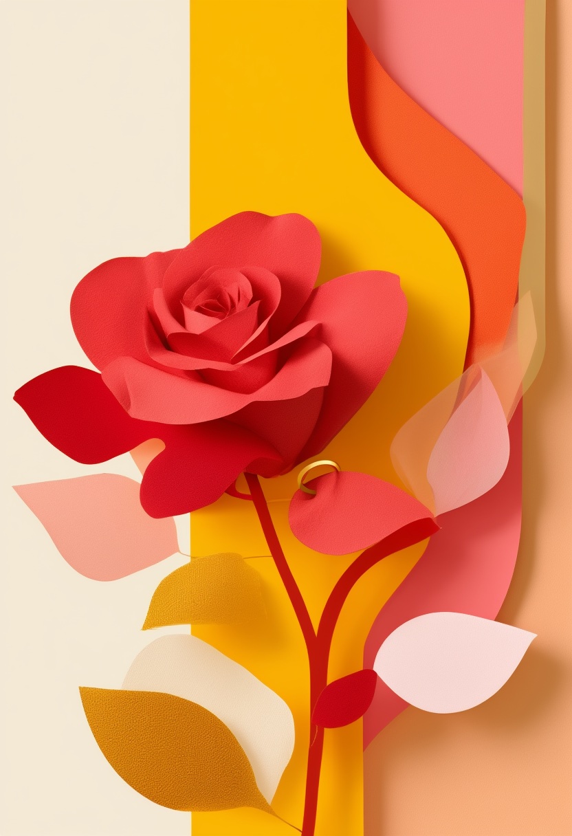 Vibrant Red Rose Cut-Paper Elegance