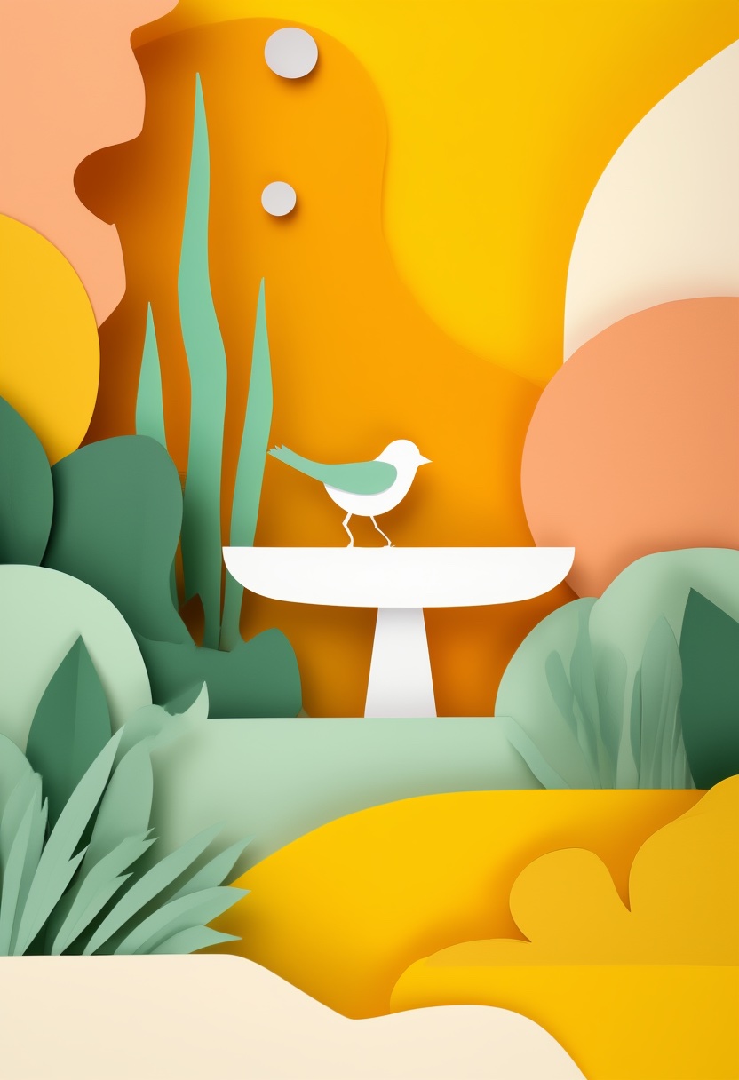 Whimsical Bird Bath Serenade