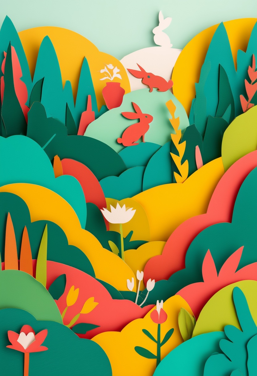 Whimsical Meadow Rabbits Spring