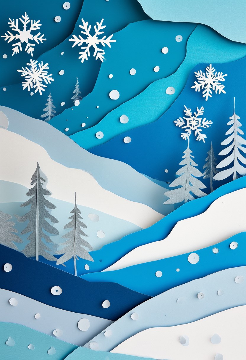 Winter Forest Silhouette — Winter cut-paper-style greeting card