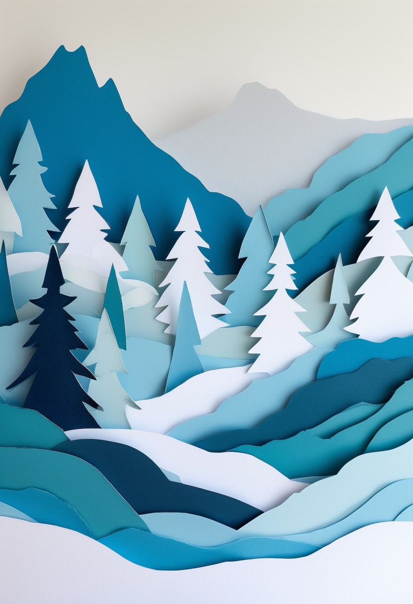 Winter Woodland Trio — Winter cut-paper-style greeting card